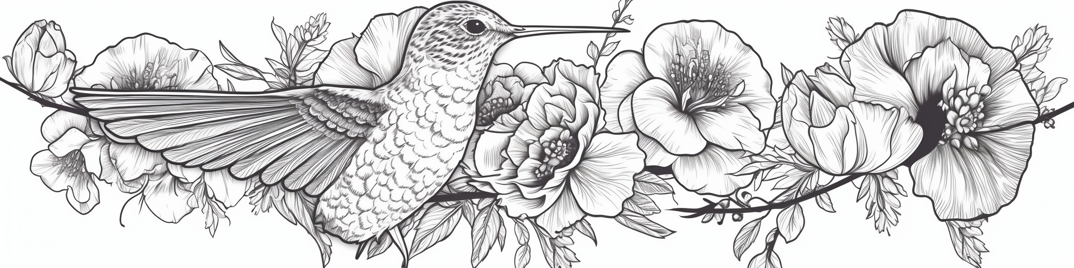 Hummingbird with Carnations and Crystals