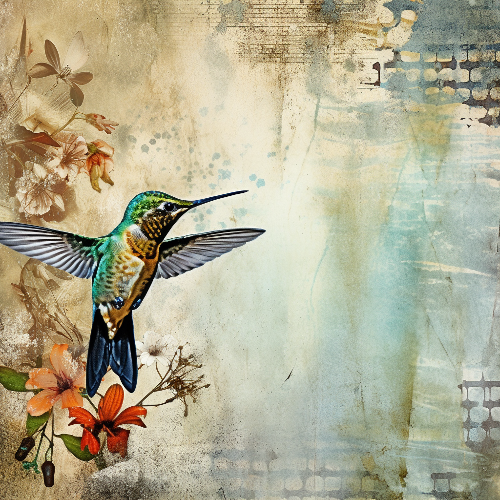 Hummingbird Grunge Scrapbook Paper