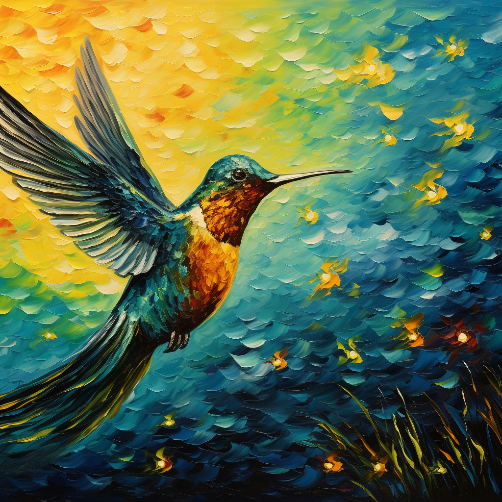 Hummingbird in Van Gogh Style