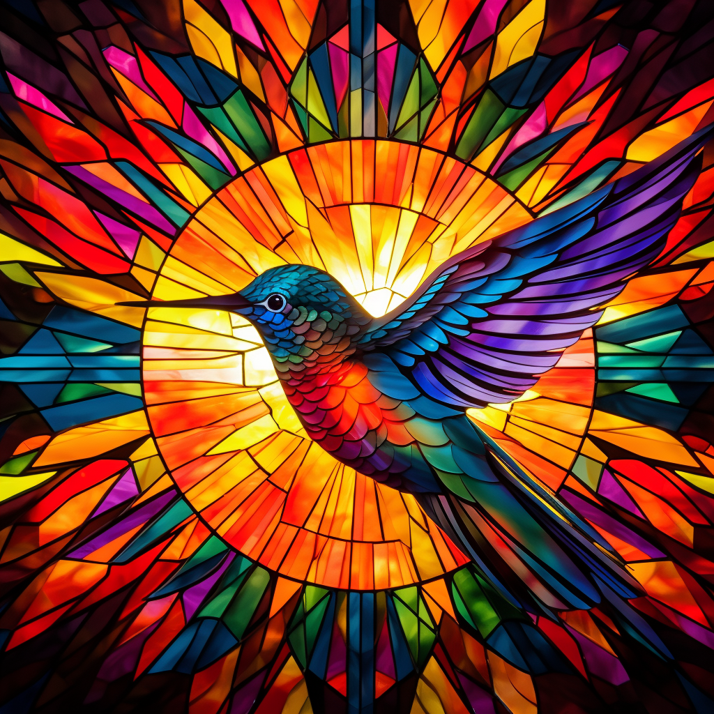 Beautiful hummingbird stained glass art