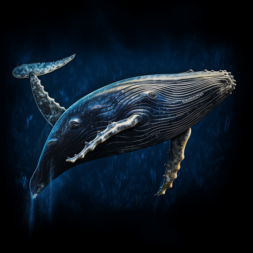 Majestic humpback whale in darkness