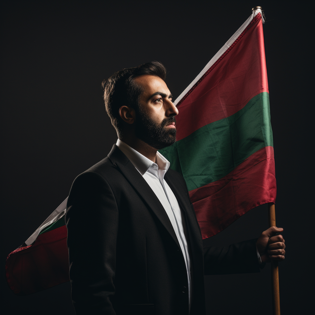 Humza Yousaf holding Palestinian flag