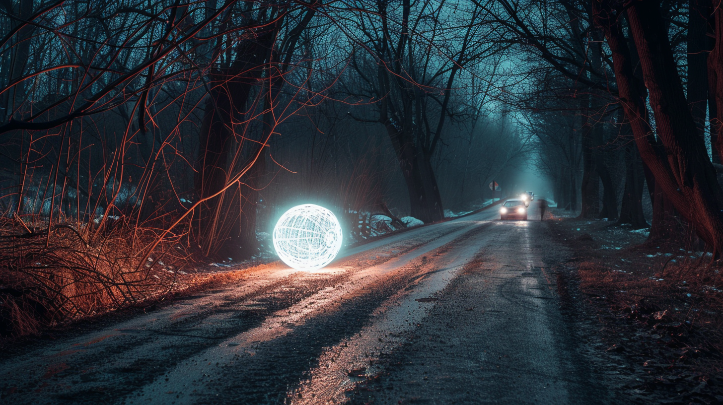 White Light Chasing Car Night