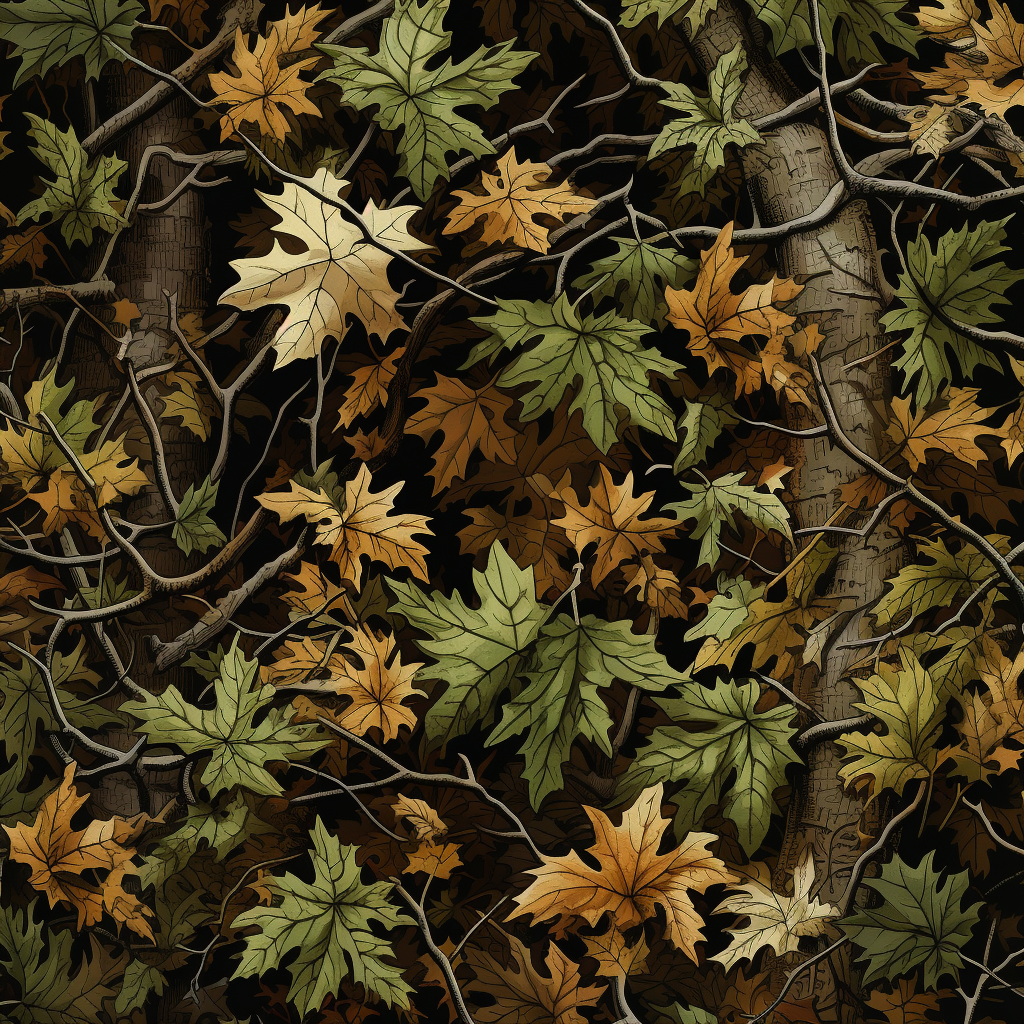 Hunter's Camo Print with Leaves and Branches