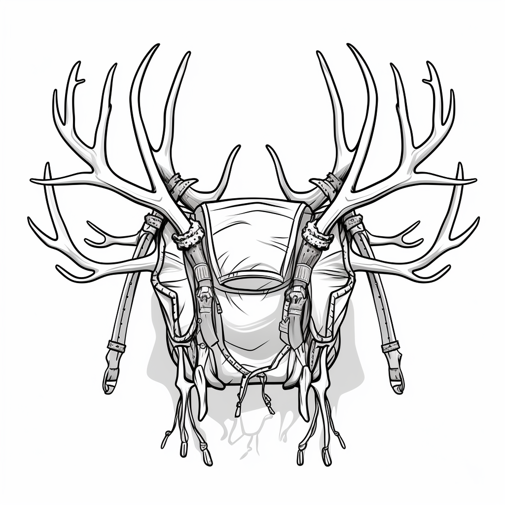 Line art of elk antlers on hunting pack