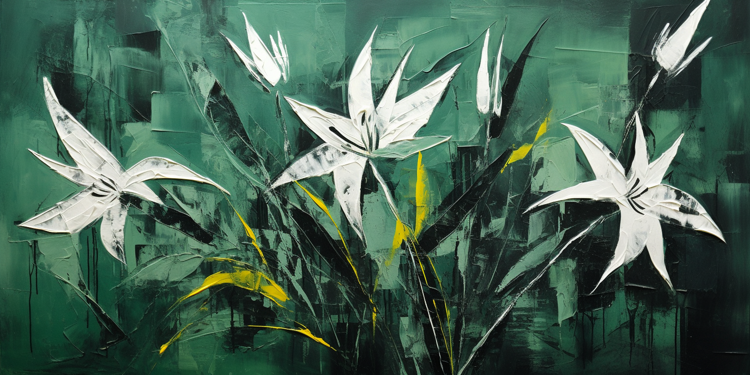 Monochrome acrylic painting of beautiful flowers