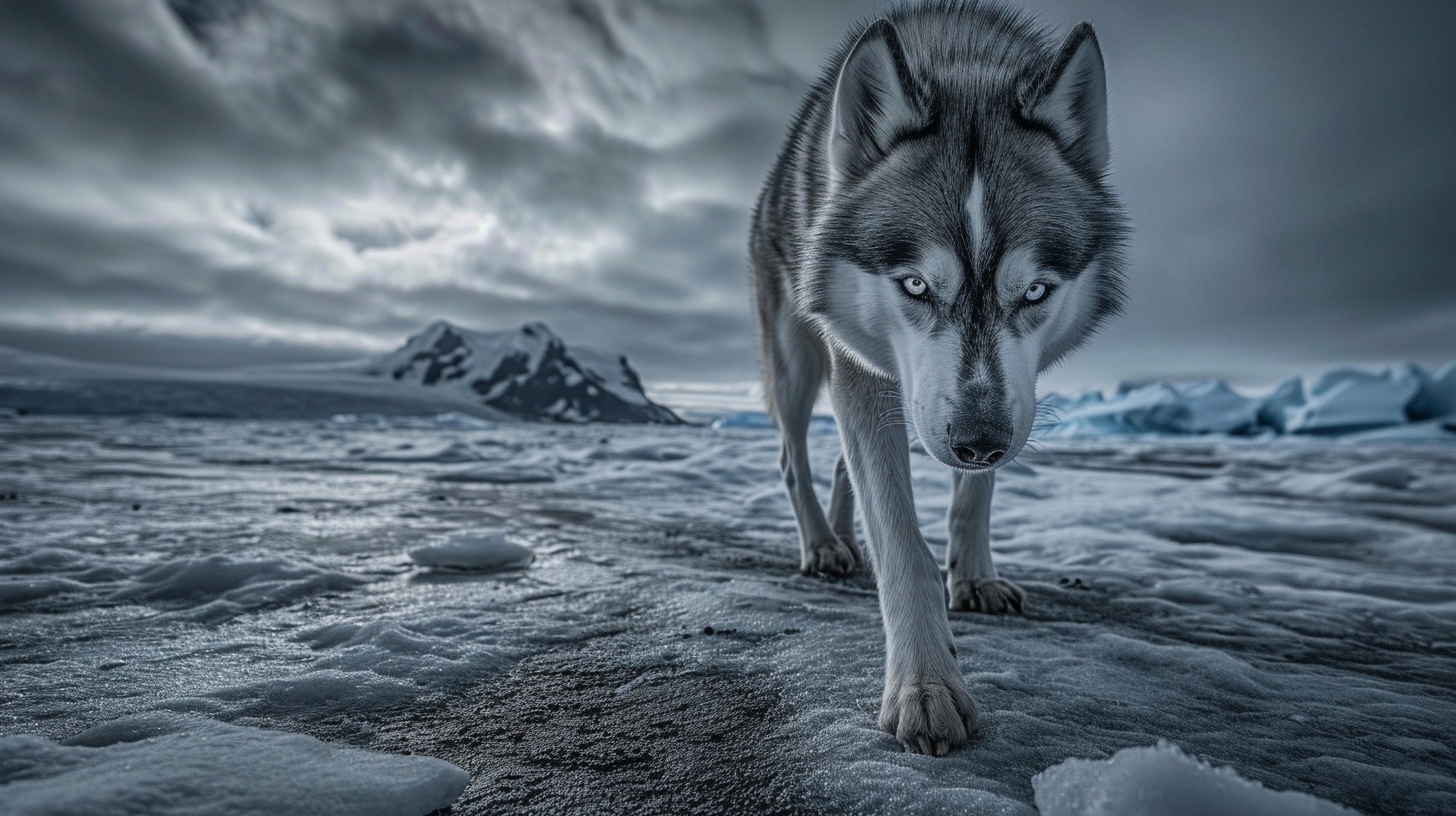 Husky Walking Antarctica HDR High Resolution IMAX Laser