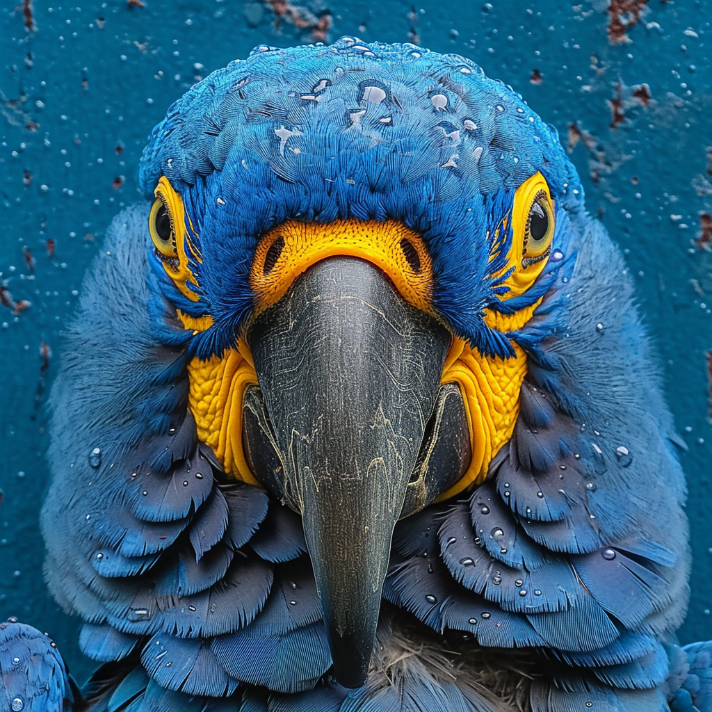 Hyacinth macaw bird in flight