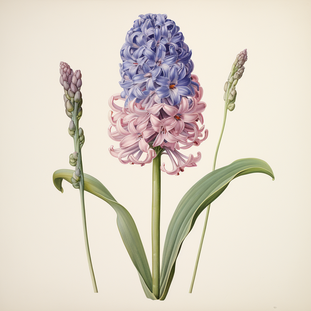 Colorful hyacinth flowers in raw style