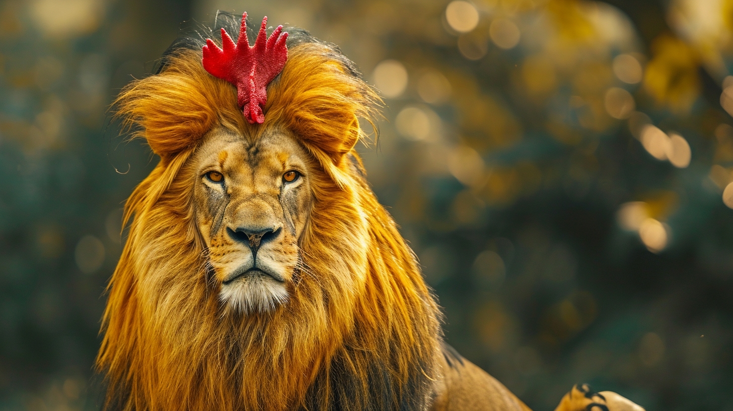 Hybrid chicken lion animal picture