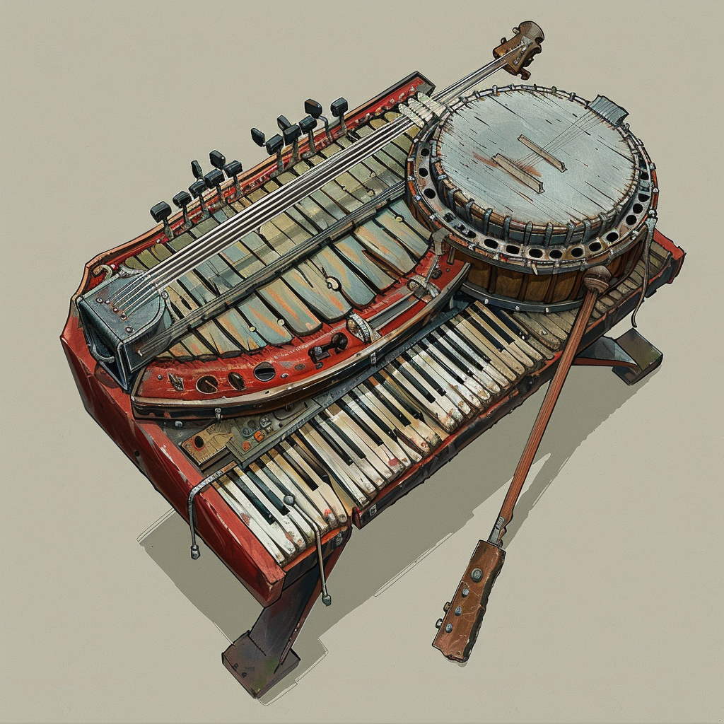 Hybrid Piano Banjo Instrument Design