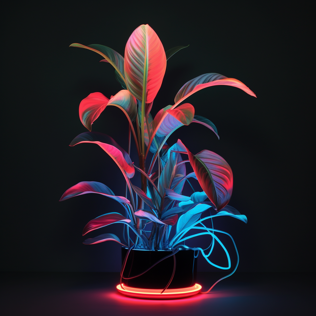 Hybrid Android Half Plant in Neon Lights