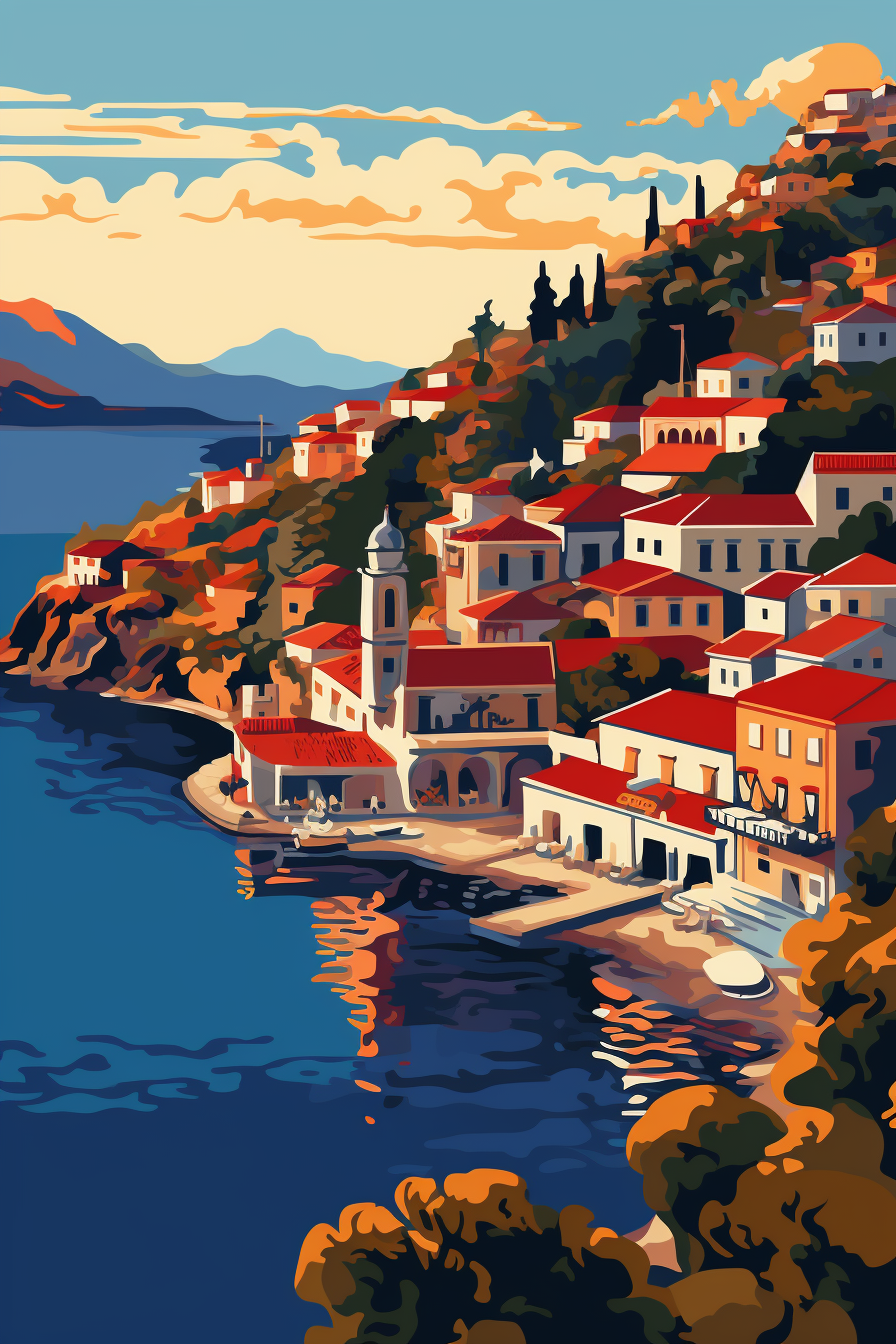 Hydra Greece in vector art