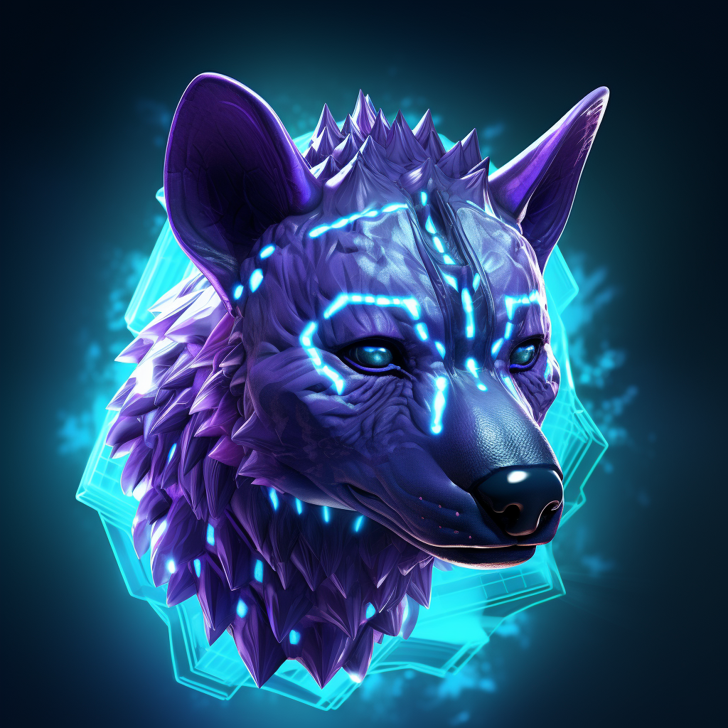 Glowing purple and blue Hyena 3D Icon