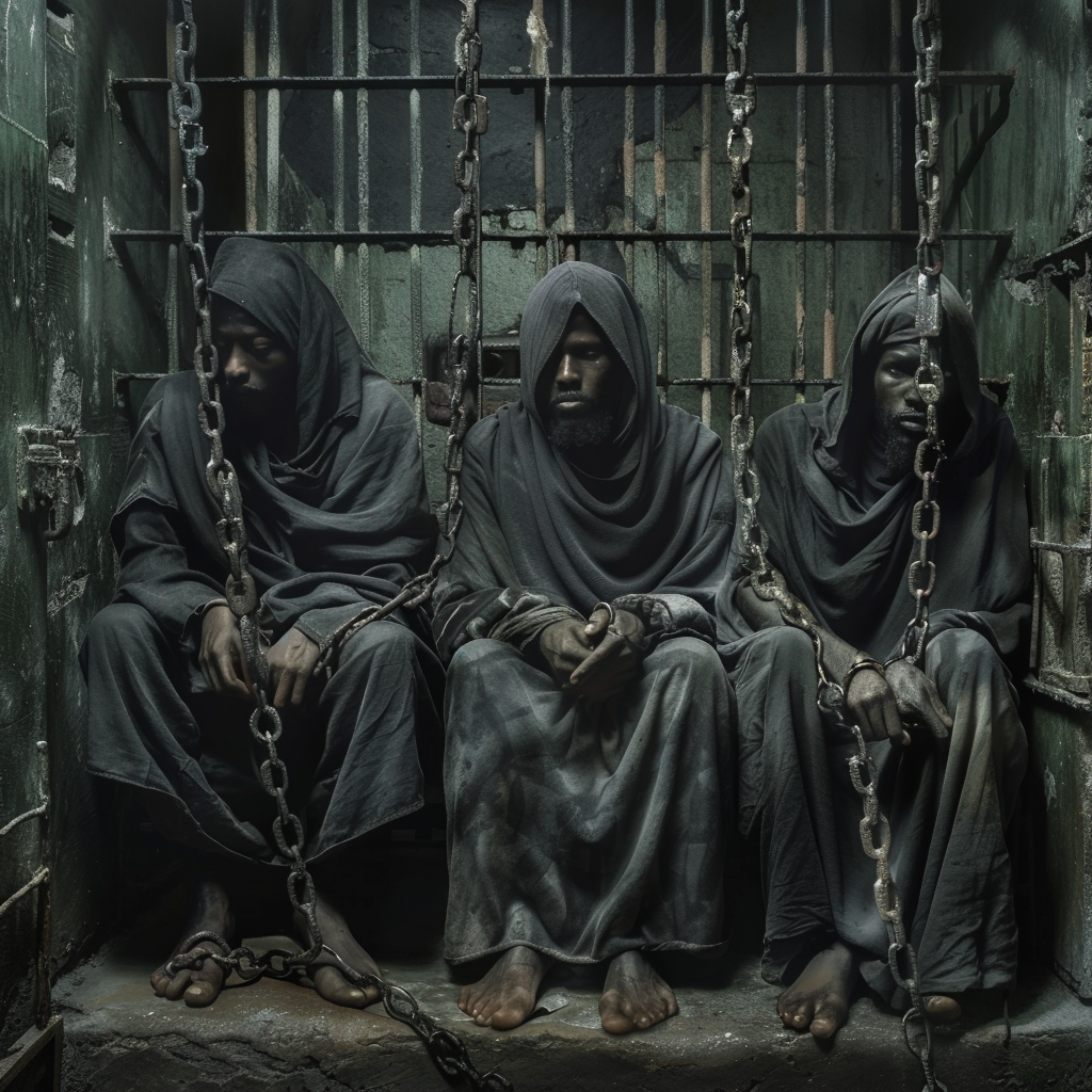 African Muslims in prison cells