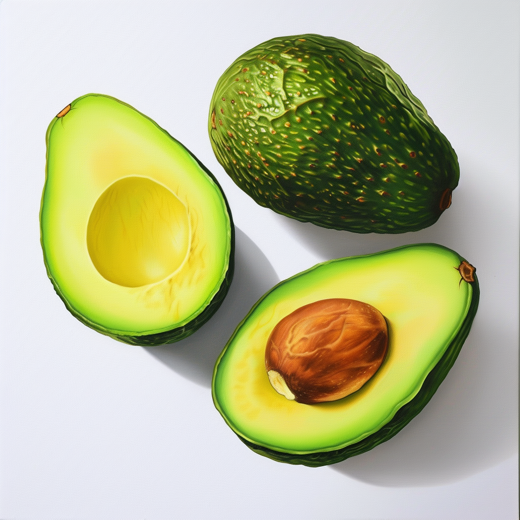 Hyper Realistic Avocados on White Background