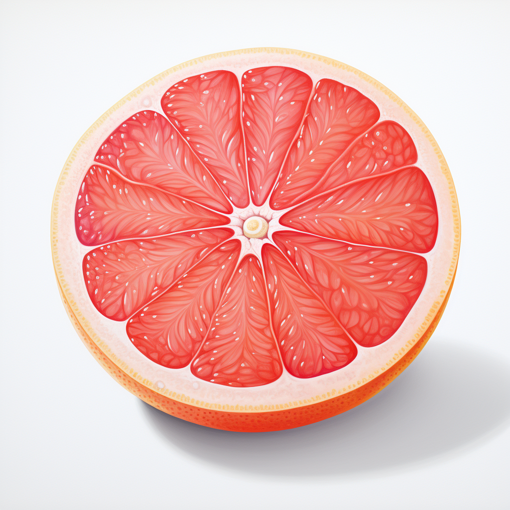 Hyper Realistic Entire Grapefruit on White Background