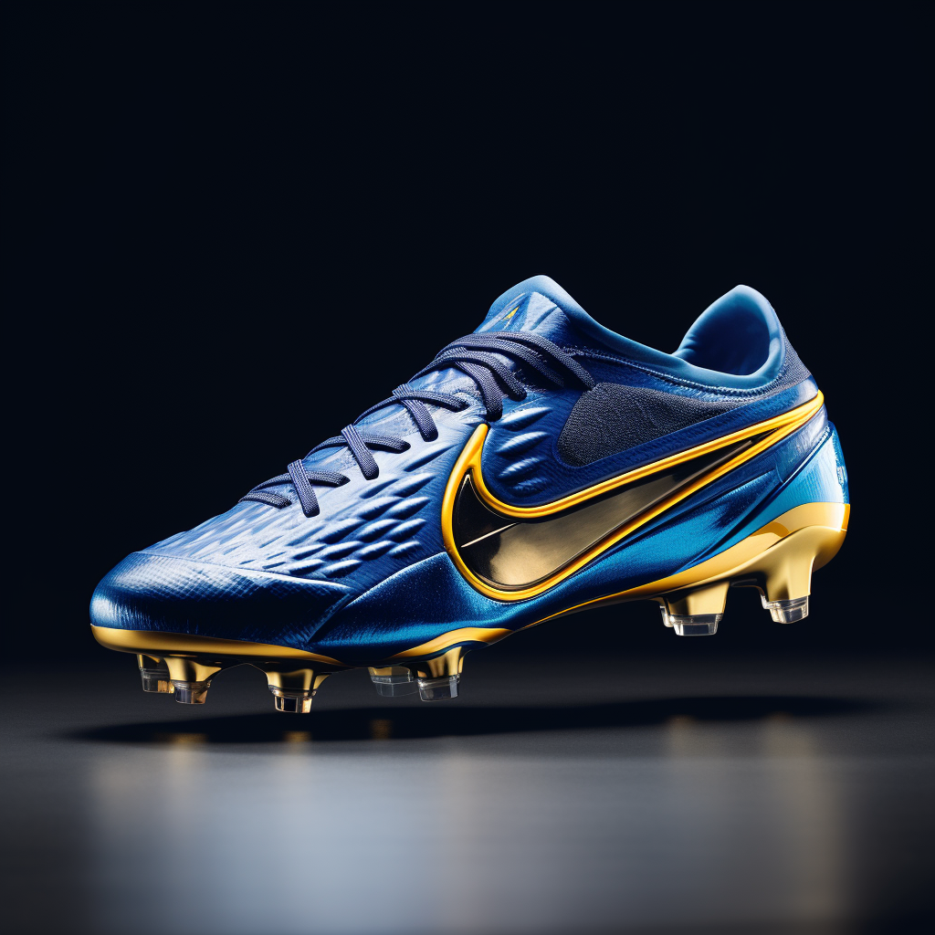 Hyper Realistic Nike Football Boots Sapphire Golden Details