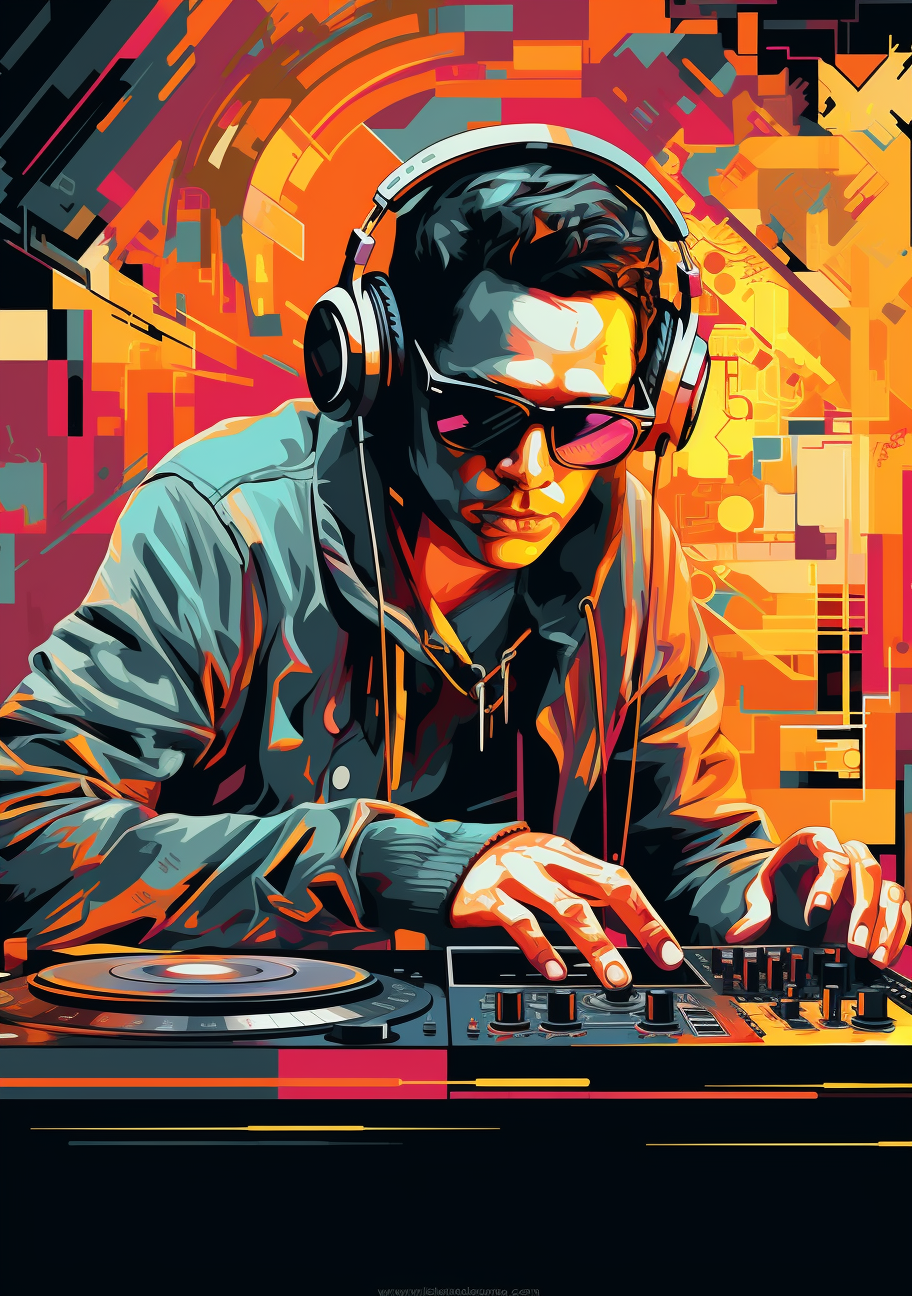 Hyper-realistic Pop-Art Fusion DJ Illustration  ?