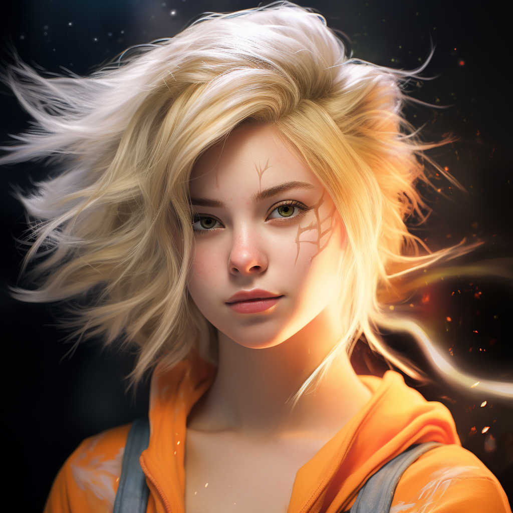 Super Saiyan girl in hyper-realistic depiction