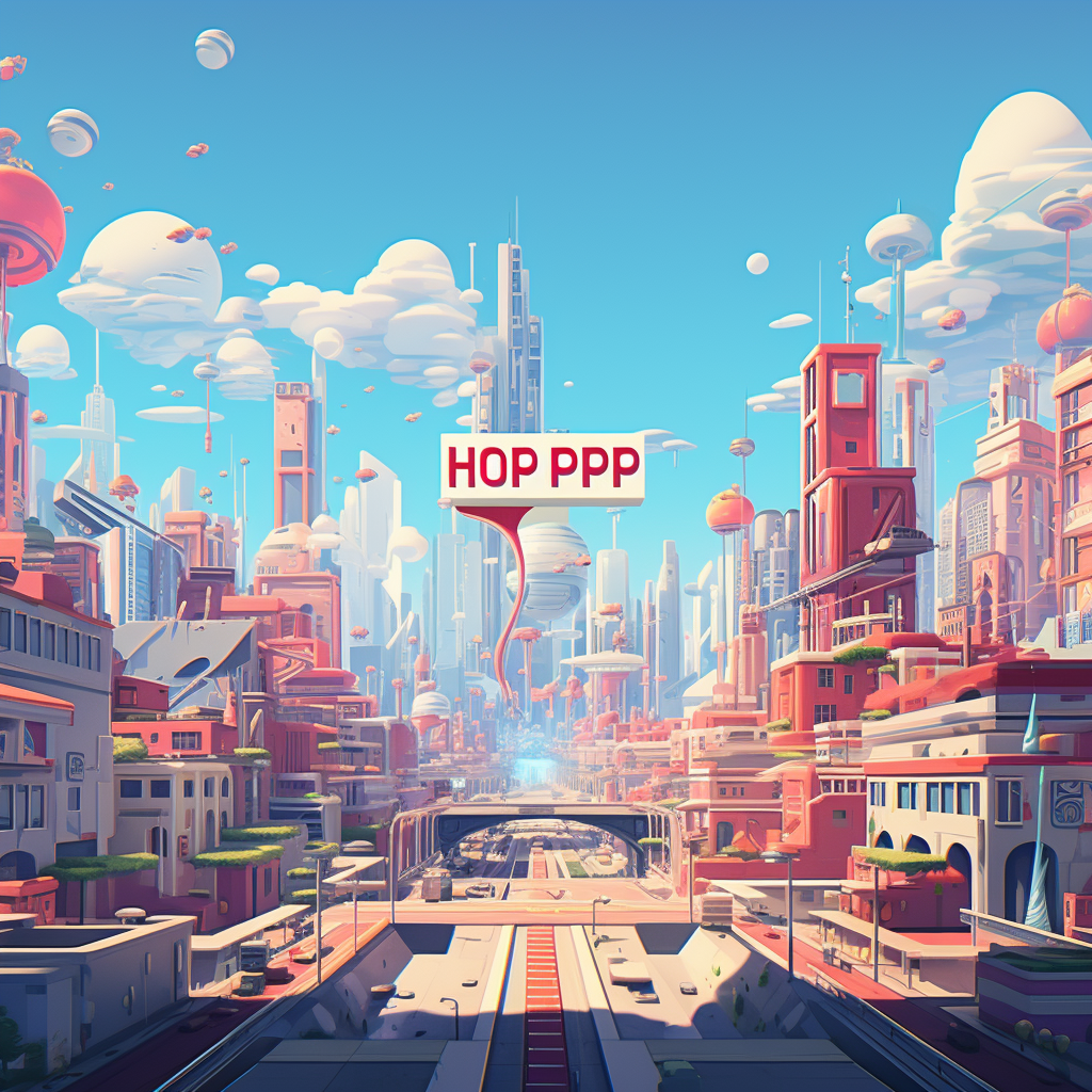 Vibrant Hyperpop City Scene