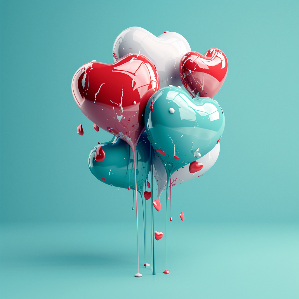 Hyperpop Valentines Celebration on Turquoise Background