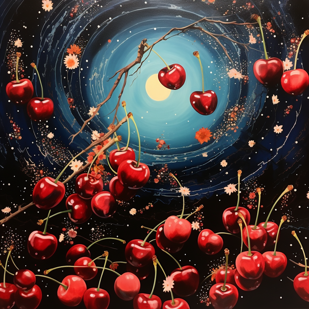 Hyperreal Collage Art with Cherries