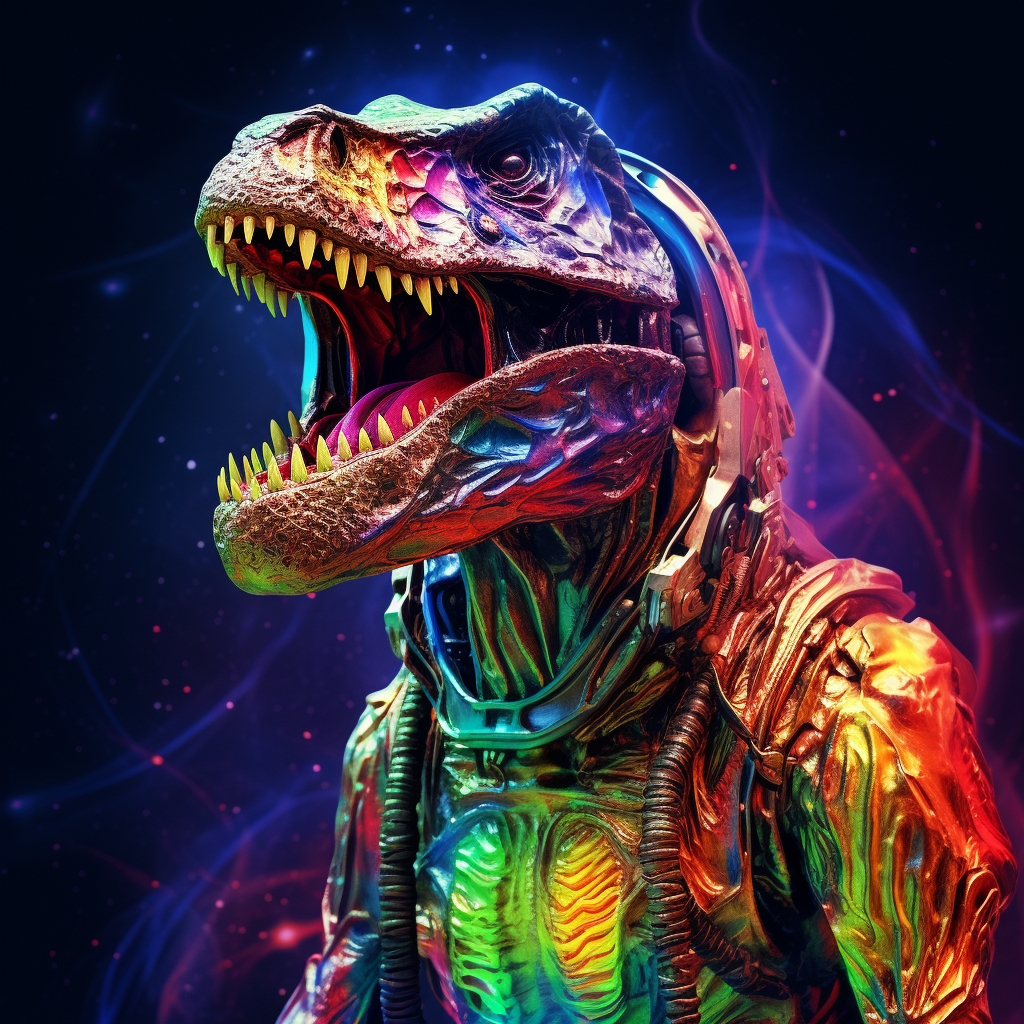 Mystical Cosmic T-Rex in Space