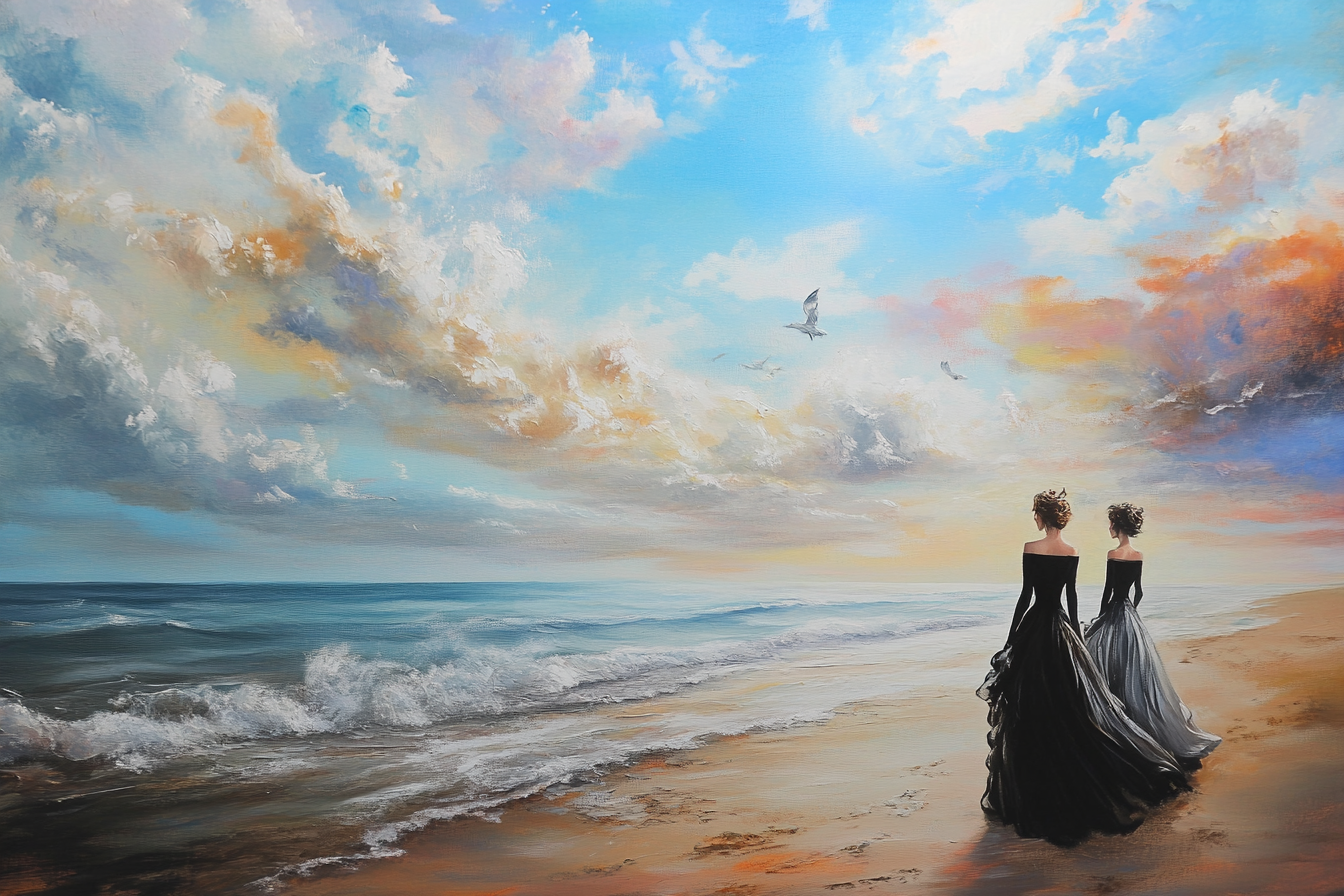 Hyperrealist Coastal Seaside Sunrise Painting
