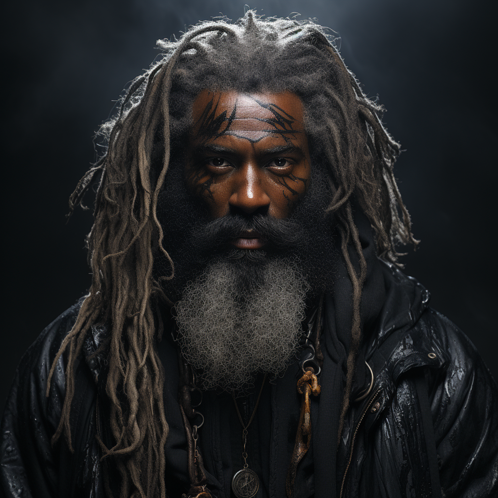 Detailed Black Maniac with Beard Photography