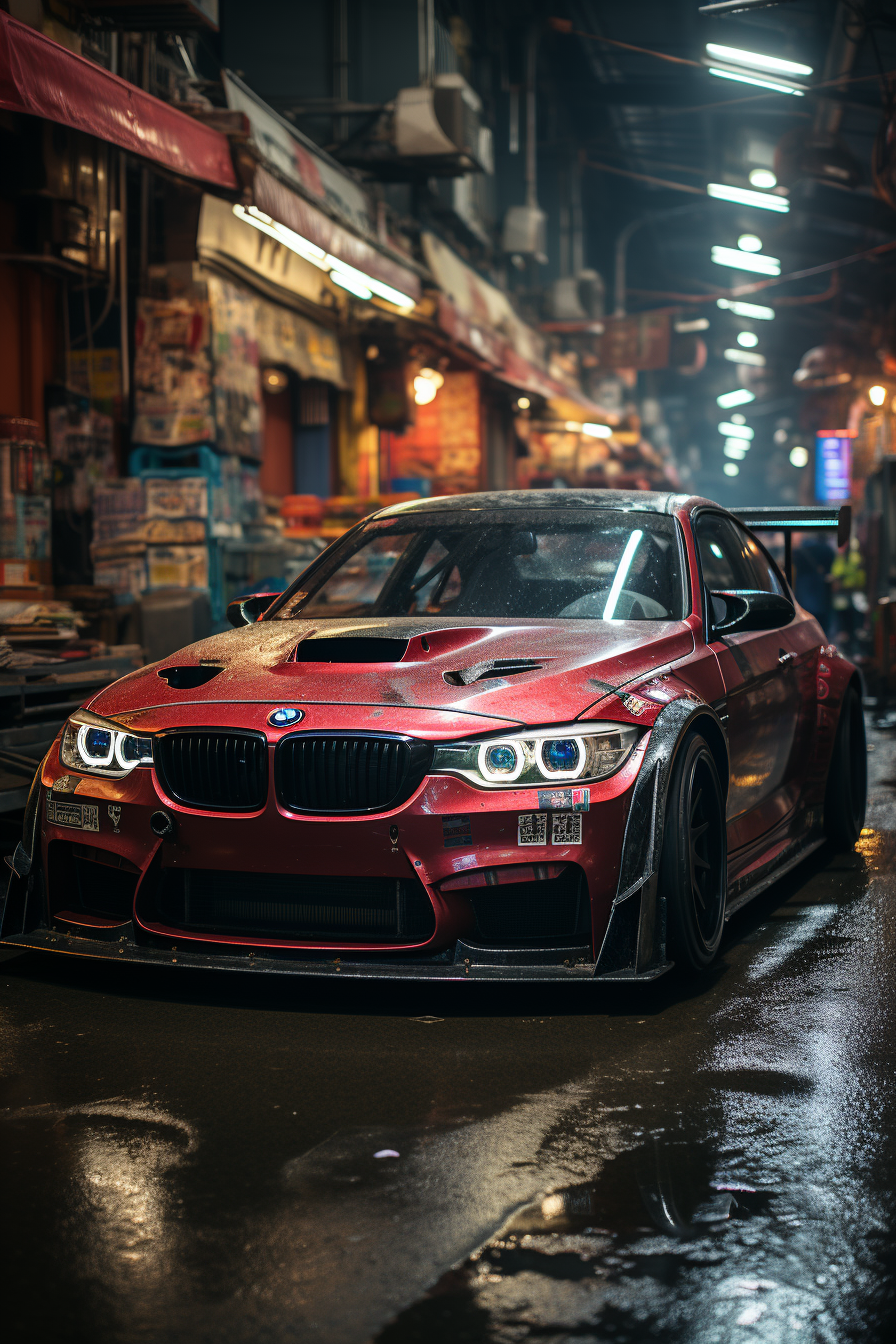 Hyperrealistic BMW Red Car Tuning Image