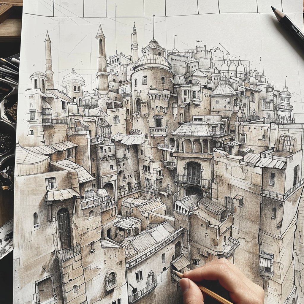 Hyperrealistic City Sketch Art