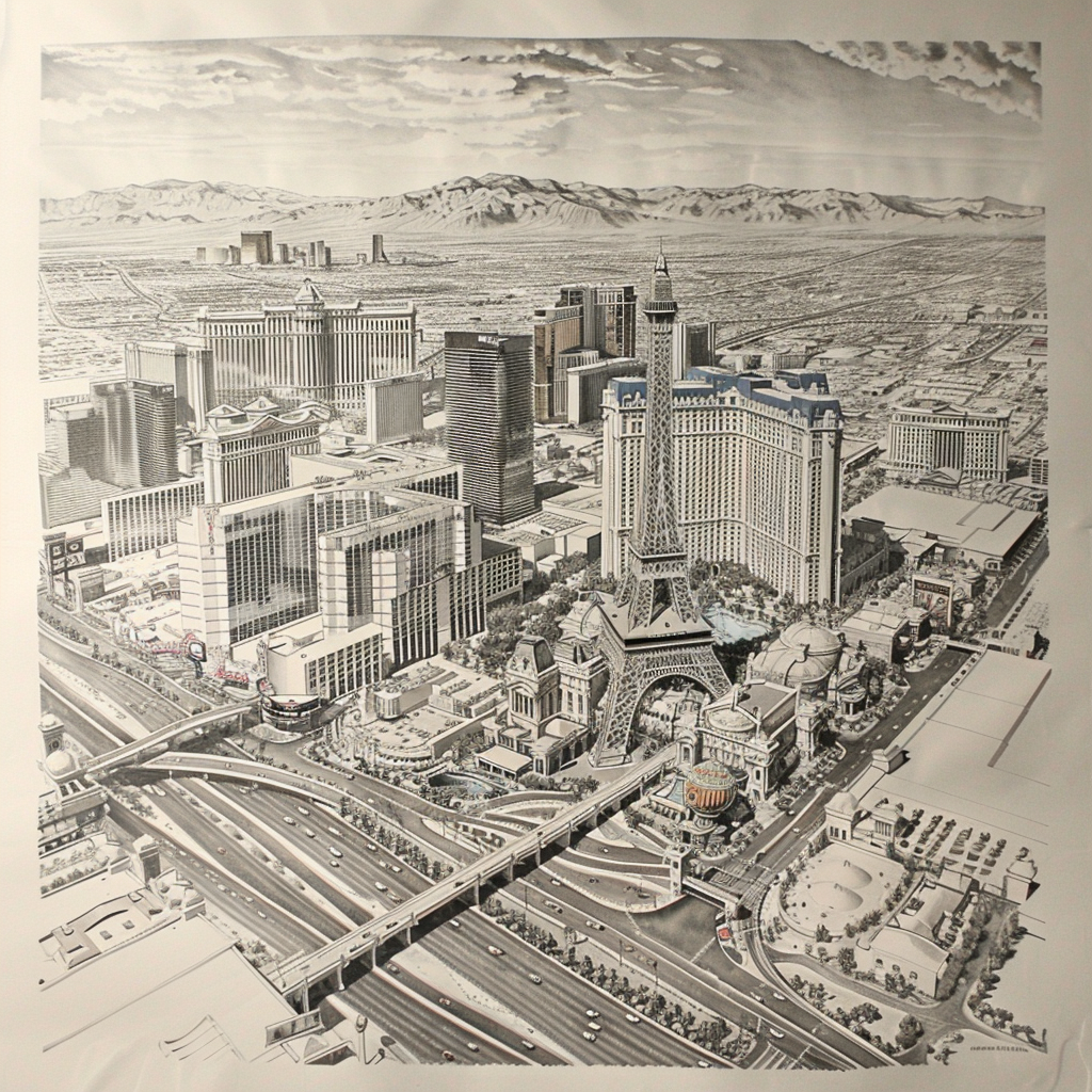 Las Vegas City Sketch Art