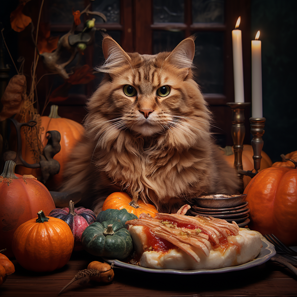 Stunning Hyperrealistic Thanksgiving Cat Artwork