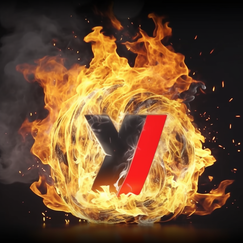 Hyperrealistic TikTok logo destroying YouTube on fire