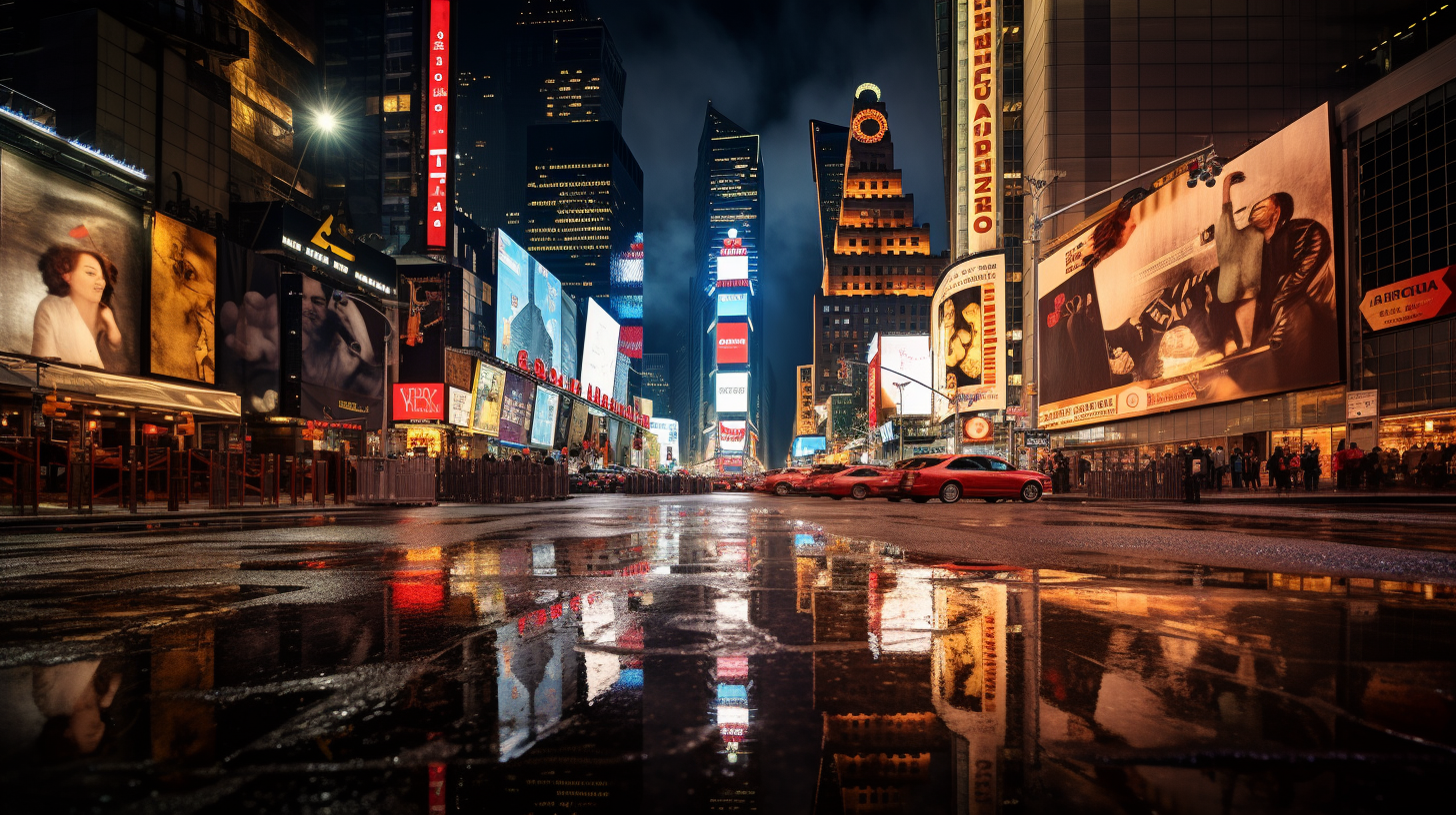 Hyperrealistic view of Times Square