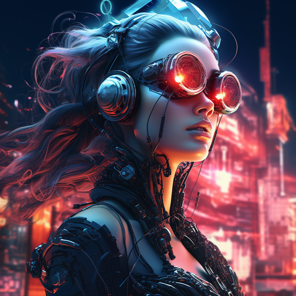 Stunning Woman in Cyberpunk Style