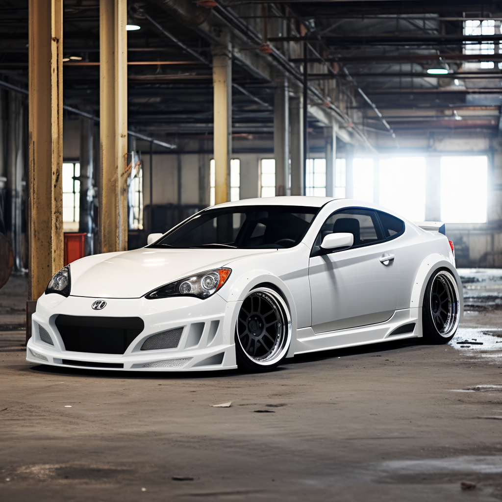 White Hyundai Tiburon with Wide Body Kit