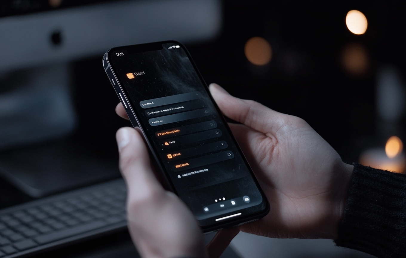 iPhone 15, dropdown element, QuickType bar, hyper realistic.