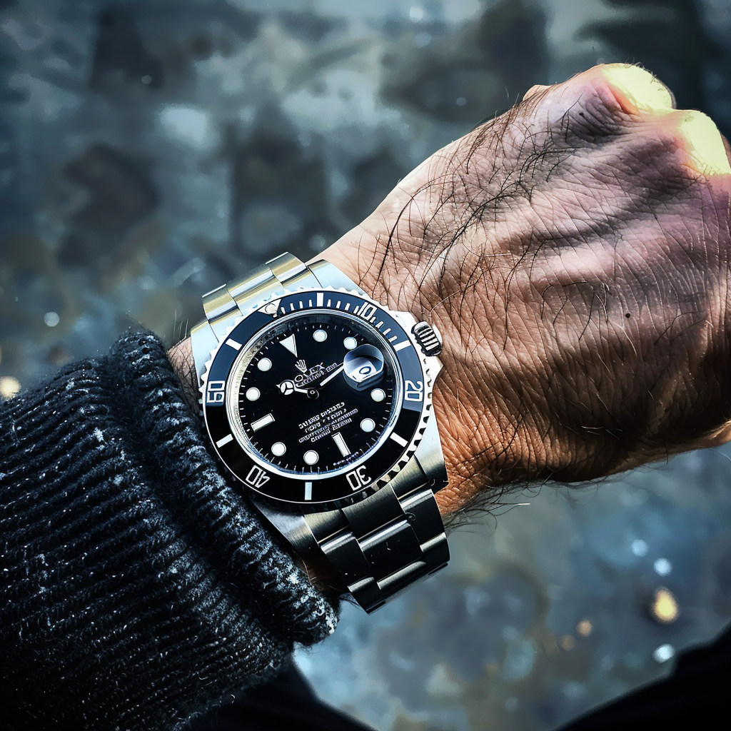 iPhone photo of tight Rolex on wrist, gangrene hand.