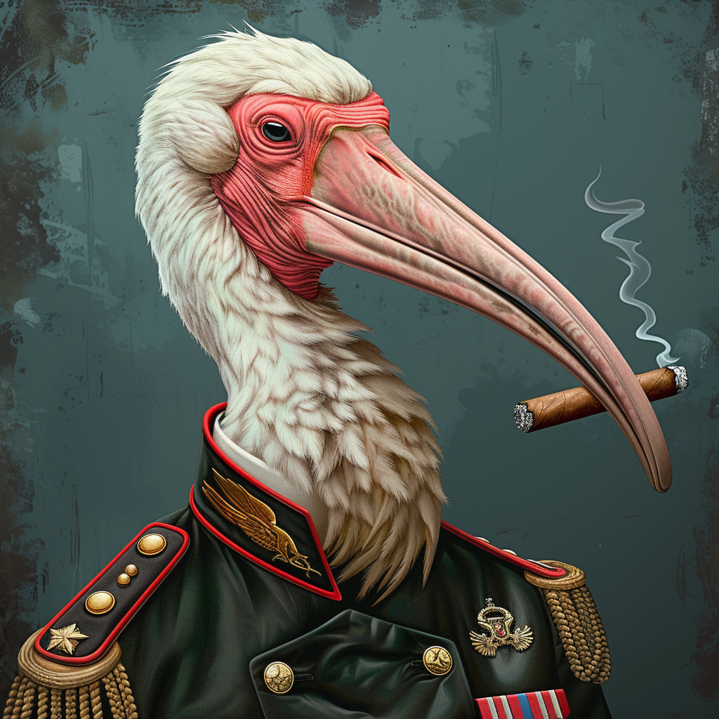 realistic ibis bird military uniform