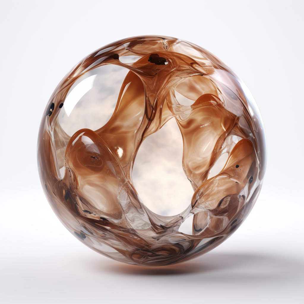 Ice Ball Render in Brown Tones on White Background