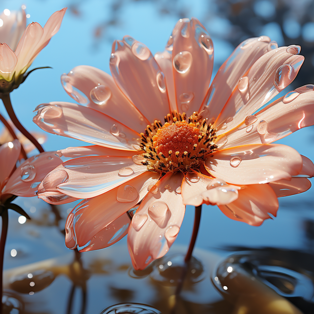 Tranquil ice blue daisy on bright background