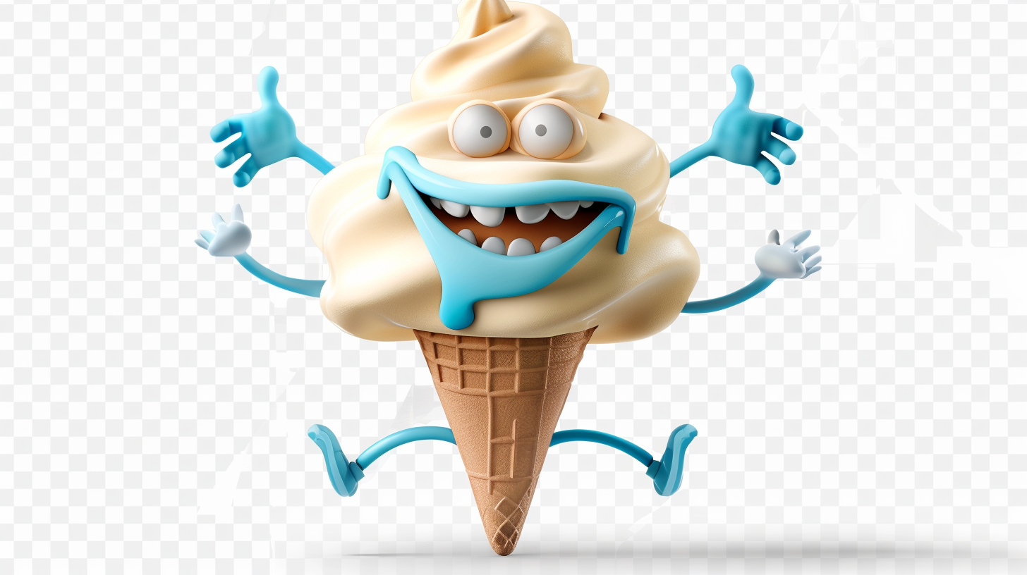 Smirky ice cream cone illustration