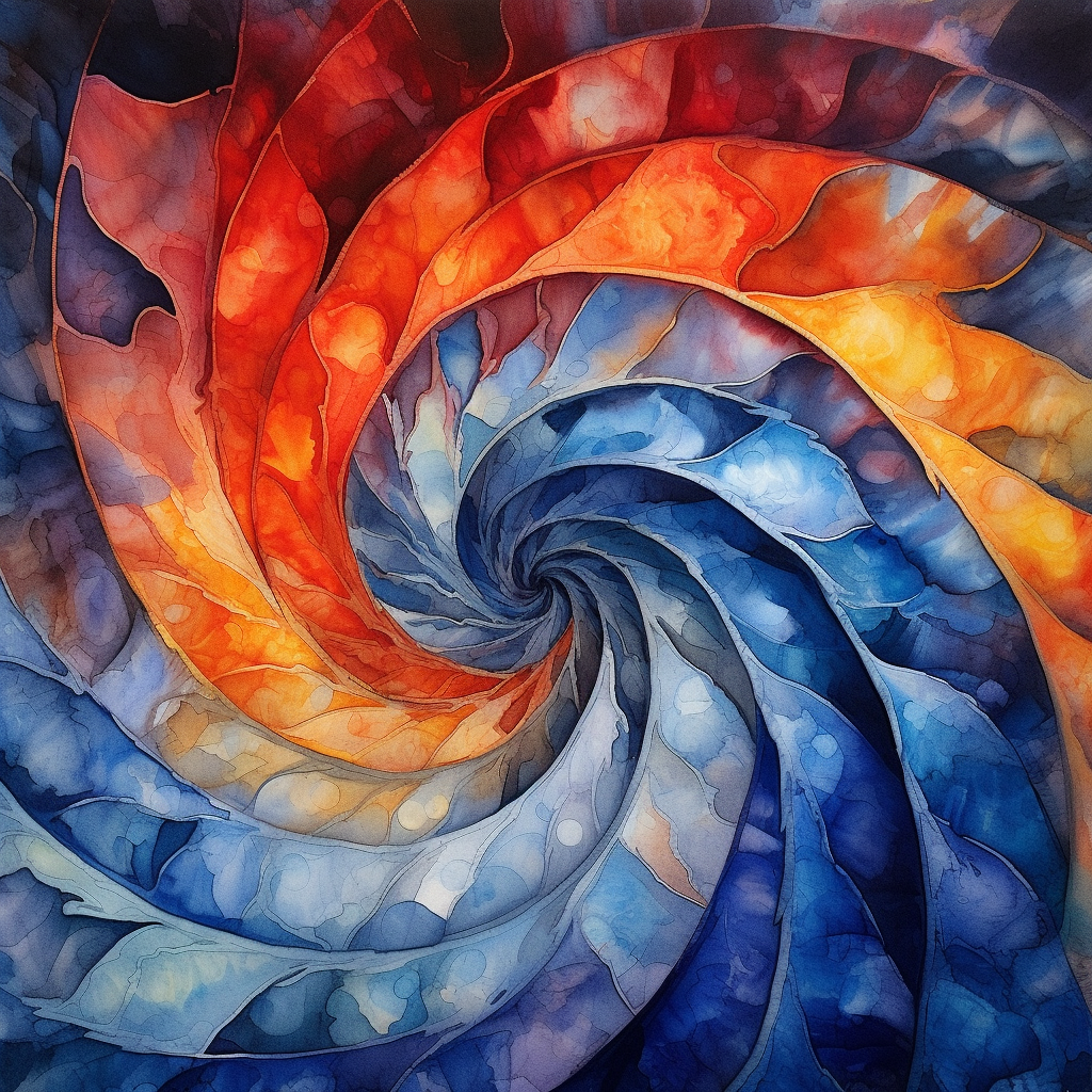 Colorful ice dyed spiral pattern