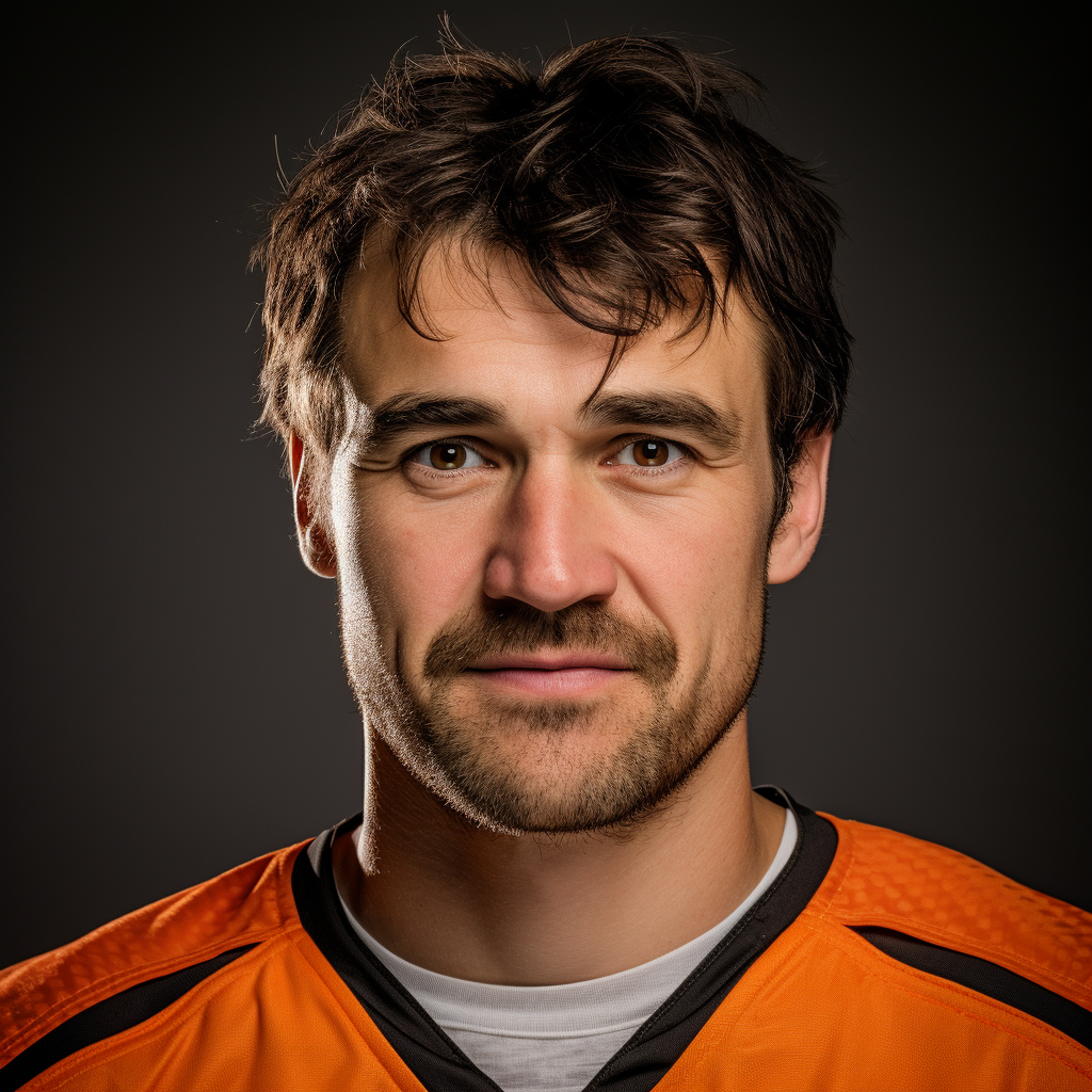 Slim male ice hockey player headshot