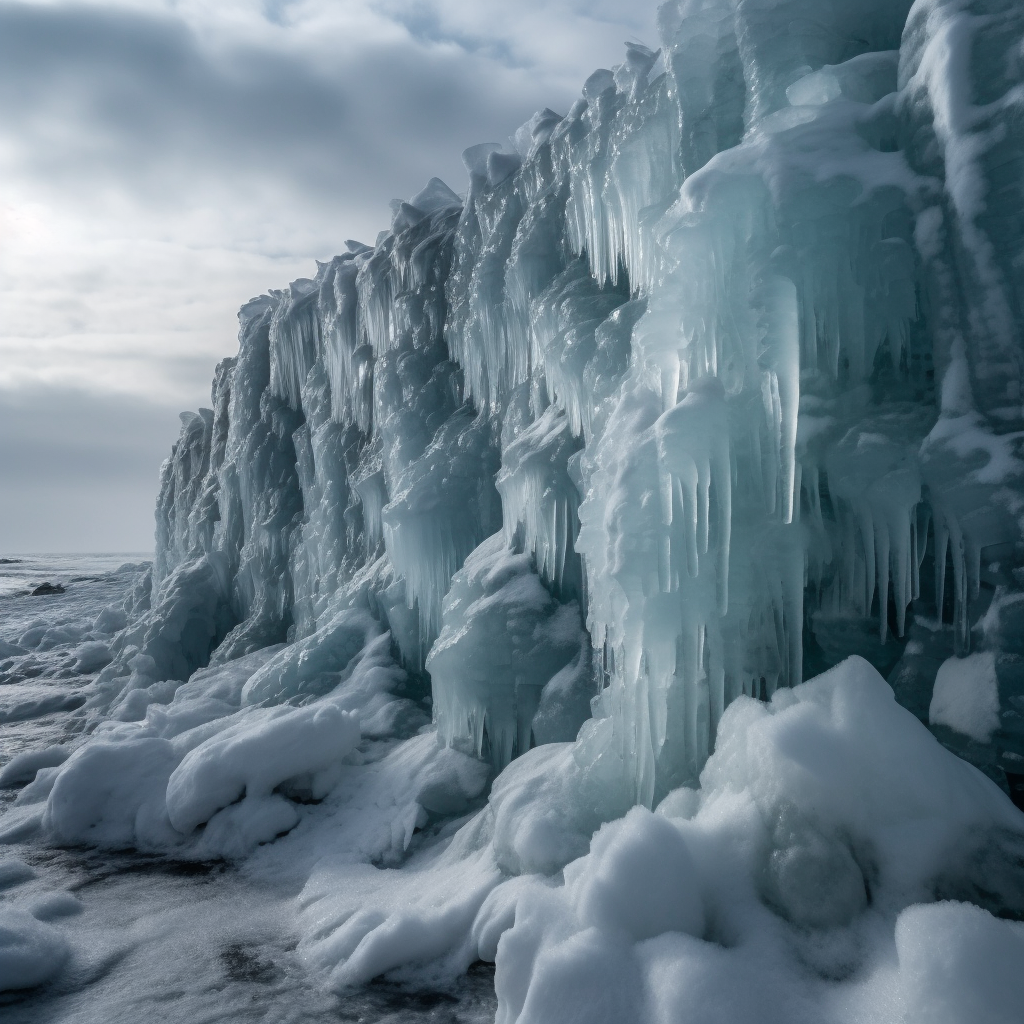 Ice Wall Winter Snow Cold