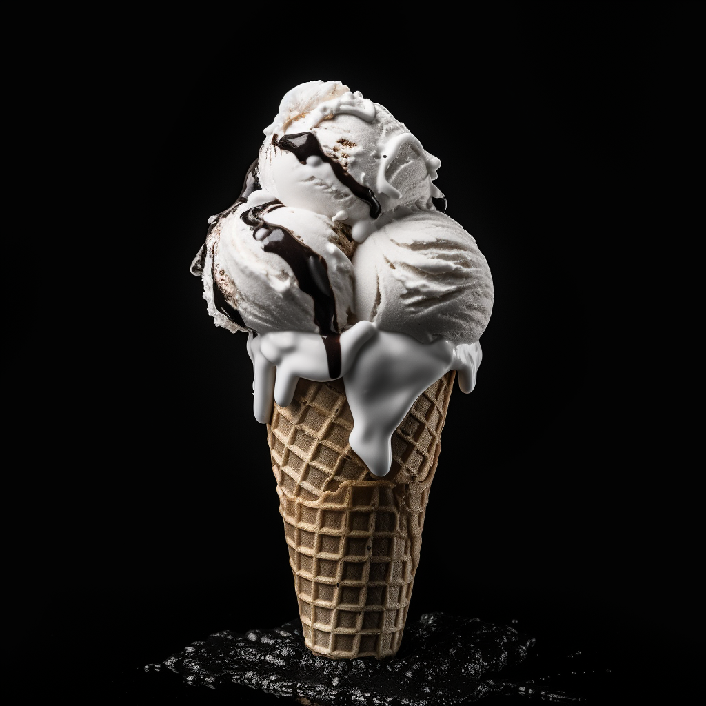 Black and white ice cream cone