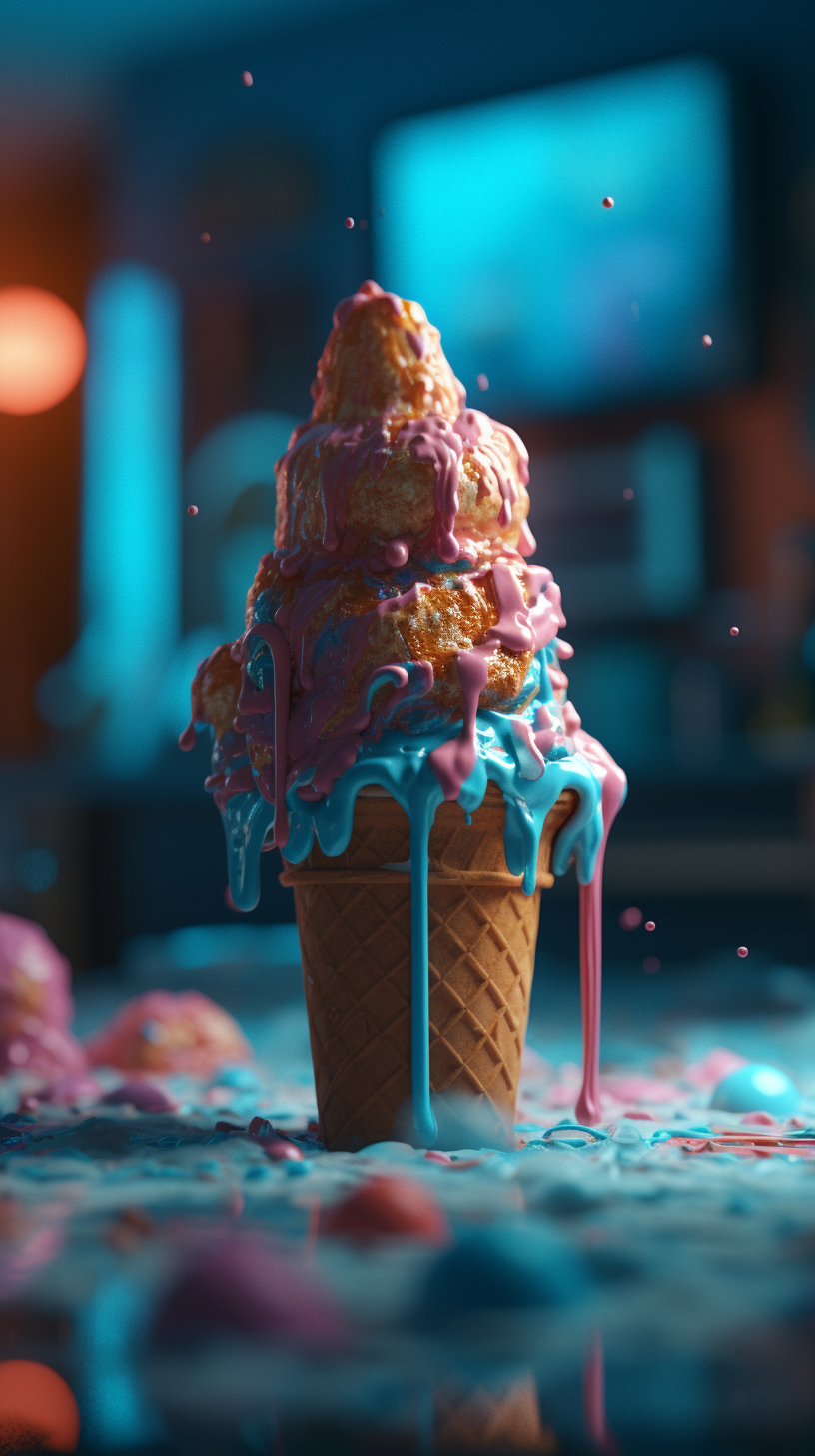 Delicious ice cream in photorealistic detail