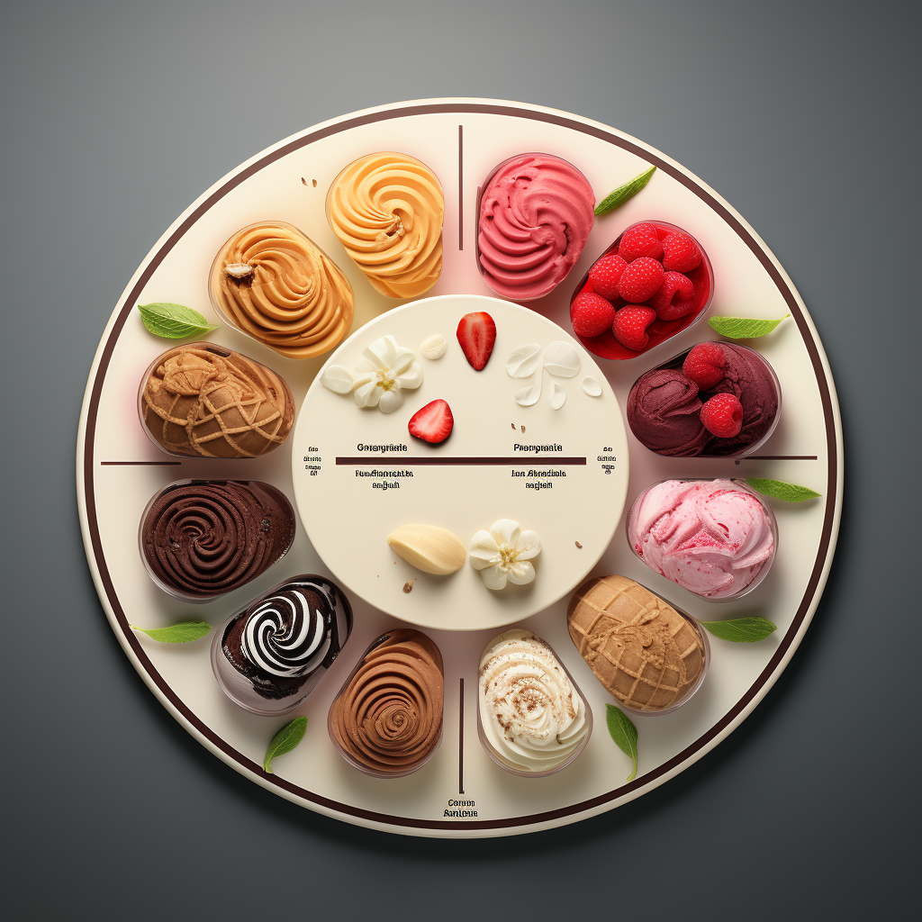 Colorful ice cream product board